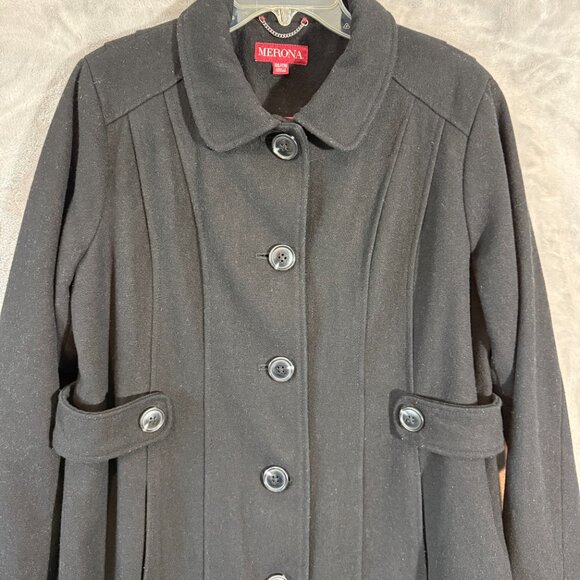 Merona Plus Size Black Wool Blend Heavyweight Coat Women’s XXL - Picture 2 of 10
